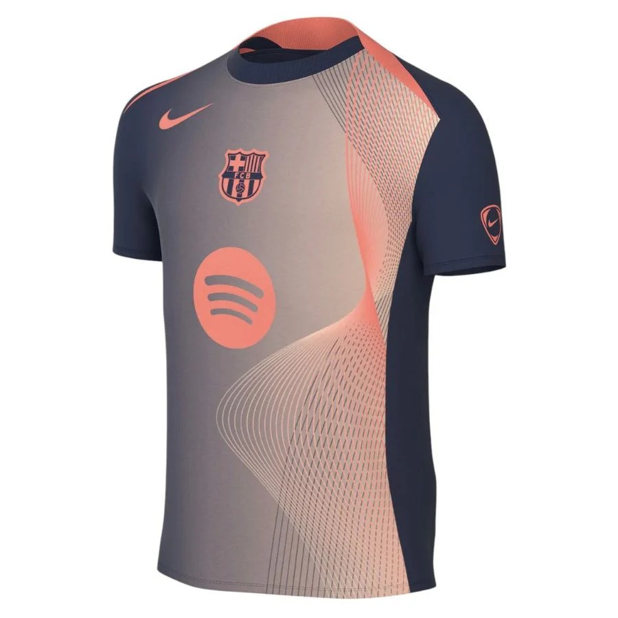 Maillot Pre-Match Barcelone 2025 2026 Homme/Enfant Bleu/Orange